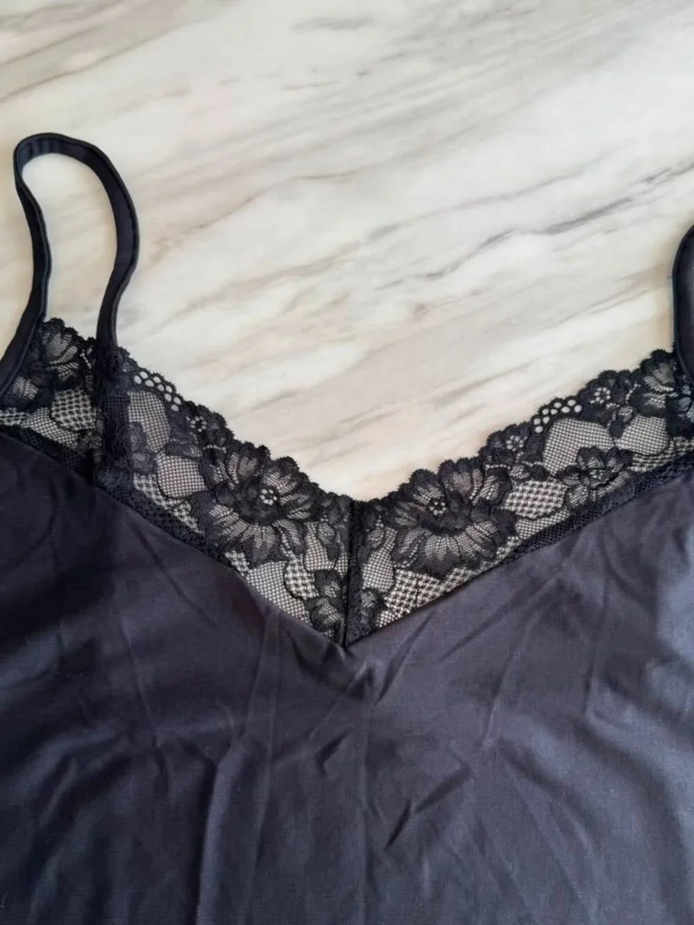 Joyspun Women’s Black Dreamy Soft Collection Lace Trim Knit Chemise Sleepwear XL